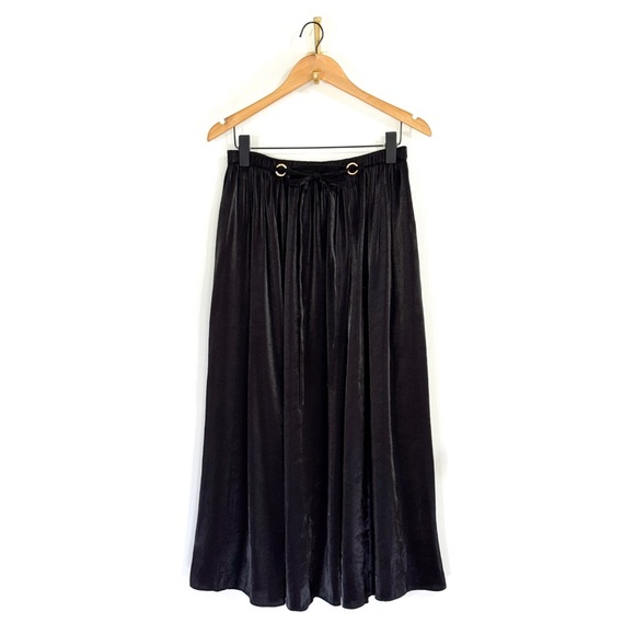 Ulla Johnson Maxi Pleated Black Irvette Satin Skirt - Picture 2 of 7